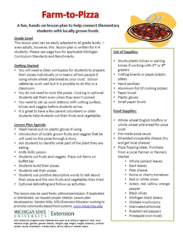 Farm to Pizza Lesson Plan - Agriculture