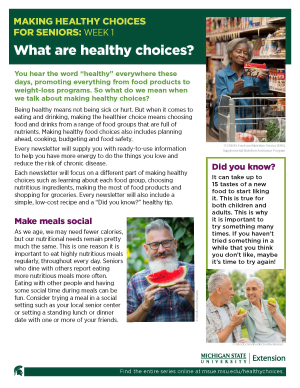 Thumbnail of Week 1: What are Healthy Choices newsletter