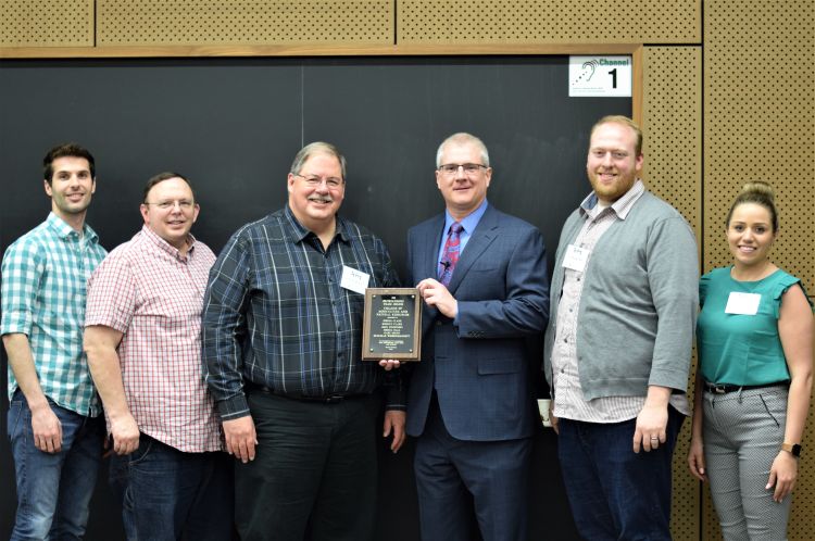 The MSU Dairy Foods Complex Team received the 2019 Outstanding Team Award from CANR Dean Ron Hendrick.