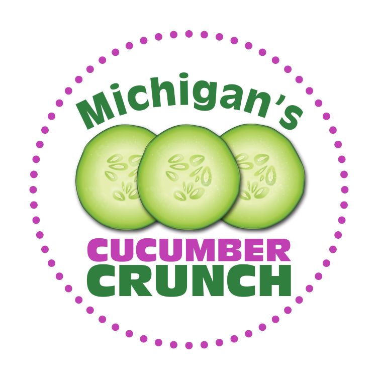design element containing a photo of a cucumber and text stating 