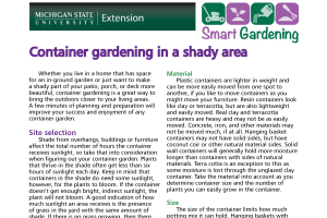 Container gardening in a shaded area tip sheet