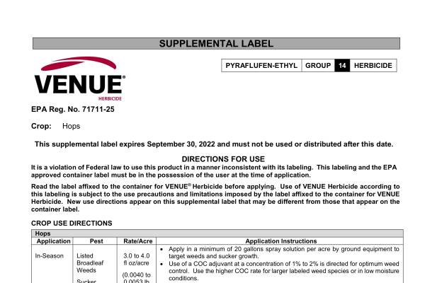New herbicide registered for hops in Michigan - Hops