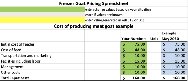 The excel sheet