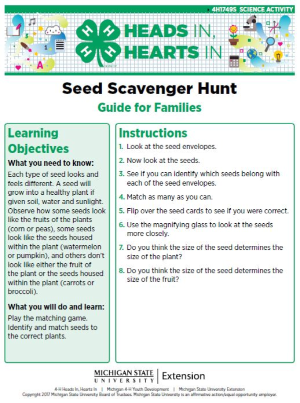 Seed Scavenger Hunt cover page.