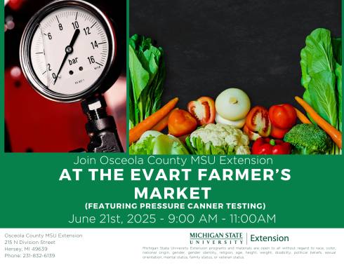 Pressure tester, assortment of vegetables, event details