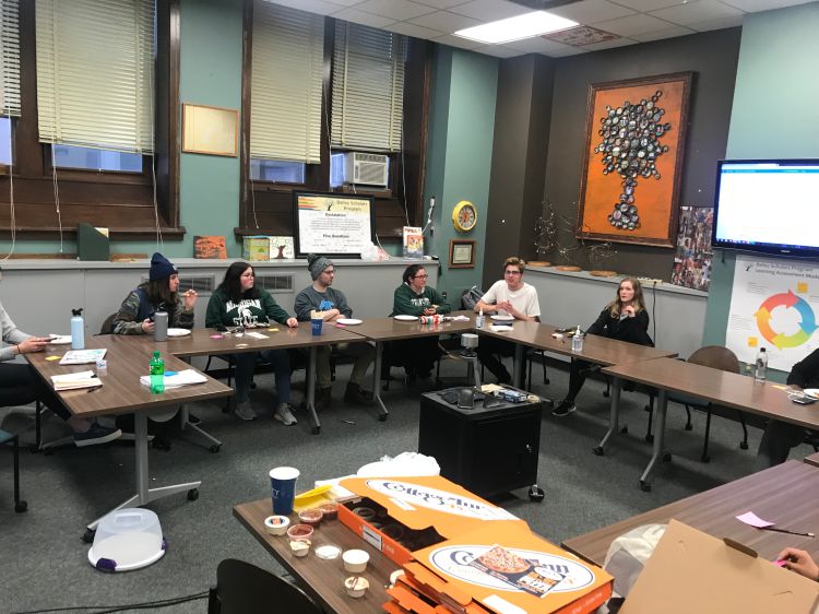 Group of students gathered during a Bailey Community Council Meeting.