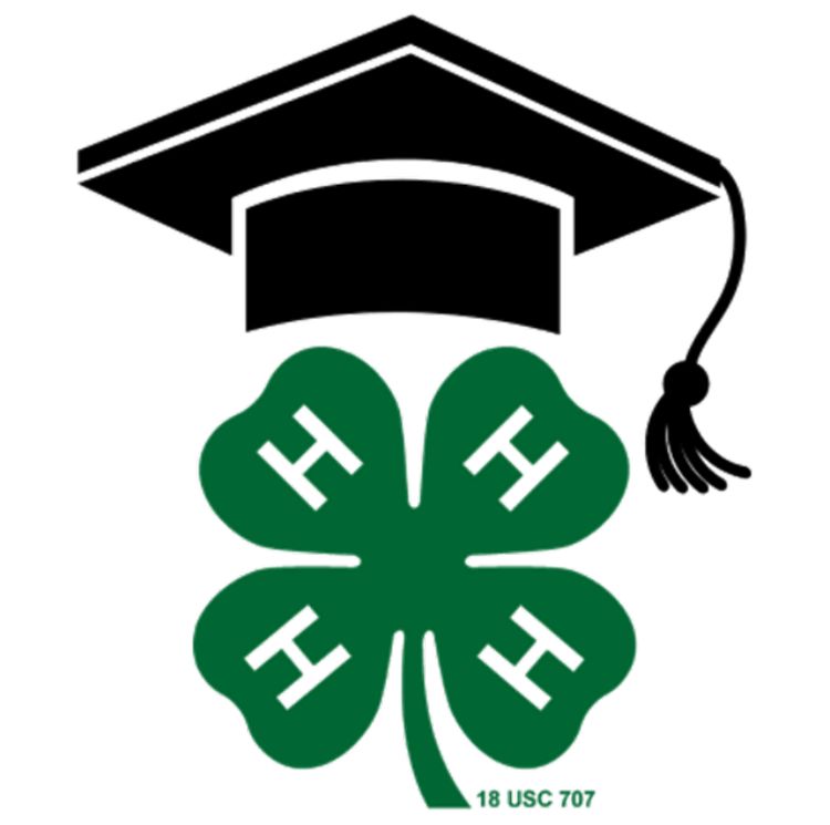 4-H clover with a graduation cap on top.