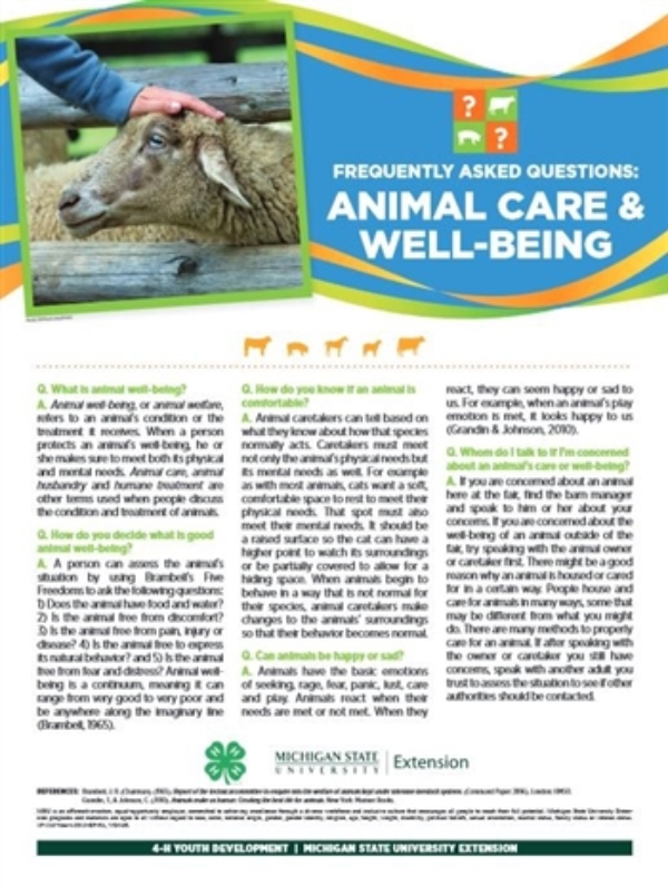 4-H Animal Care & Well-Being Poster - General Animal Well-Being 4H1715 -  MSU Extension