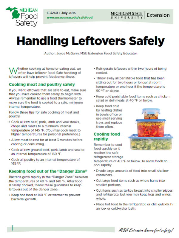 Handling Leftovers Safely Msu Extension