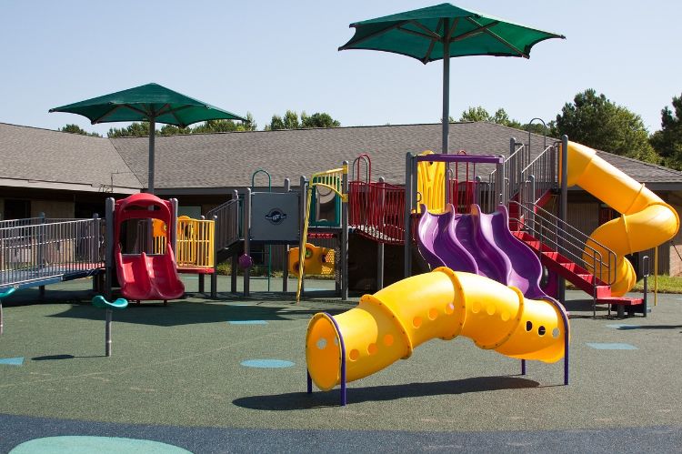 Colorful playground equipment.