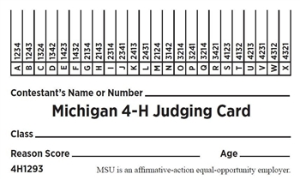 Michigan 4-H Judging Cards - Blue Bulletin-4H1293
