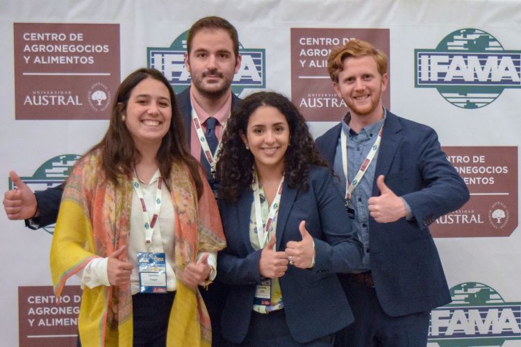 Brian Bartle, Angelos Lagoudakis, Samantha Padilla, and Carolina Vargas Espinosa at the IFAMA conference.