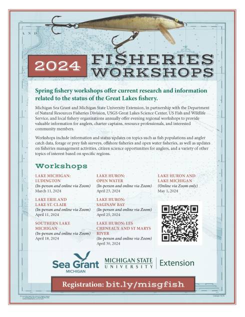 Flyer describing available 2024 fishery workshops around the state