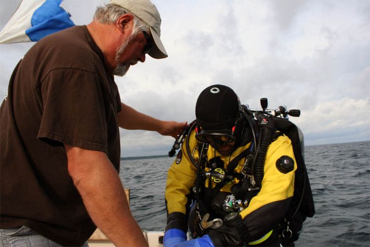 Charter Captain Steve Kroll offers guide services for divers looking to experience the shipwrecks of northern Lake Huron. Photo credit: Michigan Sea Grant
