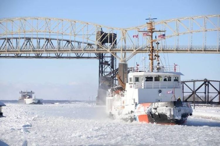 ice cutting on the great lakes.