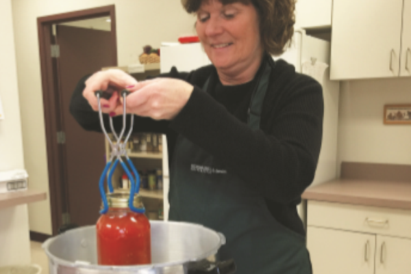 A woman working with bath water