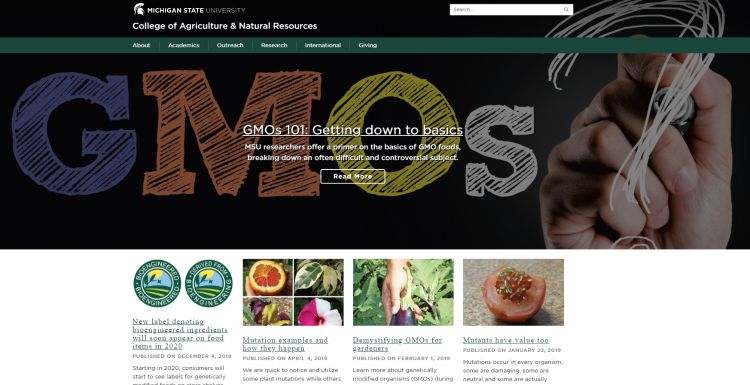 Homepage of MSU GMO website