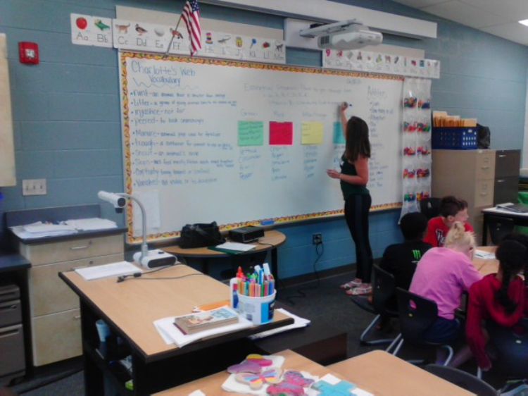 Kelsey Sites, MSU Extension student intern, teaching a lesson at a summer school enrichment program in Cass County.