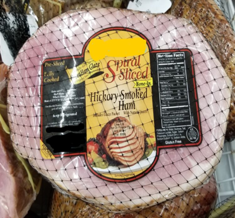 A holiday ham in its packaging.