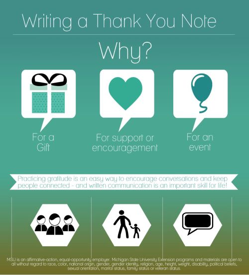 There are many reasons to write a thank-you note. Photo credit: Sara Keinath | MSU Extension