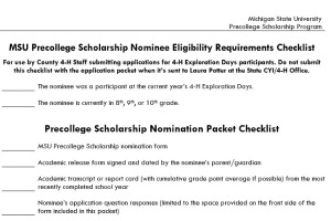 MSU Precollege Scholarship Application