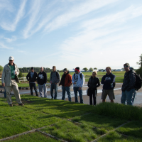 File photo of a turfgrass class with students at the Hancock Turfgrass Research Center on the campus of Michigan State University.