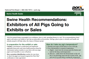 Swine Health Recommendations: Exhibitors of All Pigs Going to Exhibits or Sales