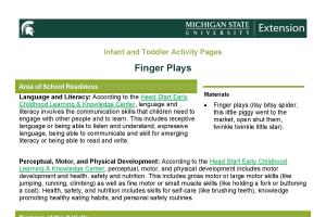 Infant and Toddler Activity Sheets: Finger Plays