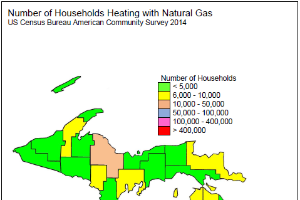 Number of households heating with natural gas