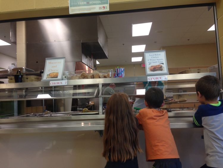 Traverse Heights Elementary students choose local chicken, squash and apple crisp.