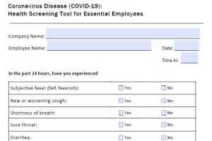 Coronavirus Disease Covid-19health Screening Tool For Essential Employees - Agriculture