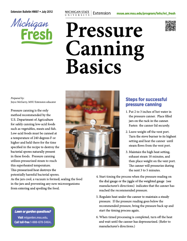 First page of the Pressure Canning Basics.