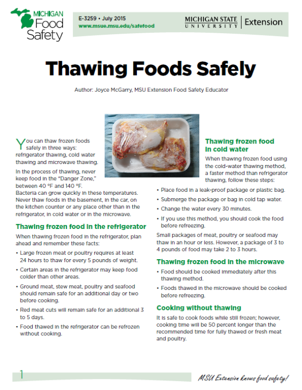 Thawing Foods Safely Msu Extension