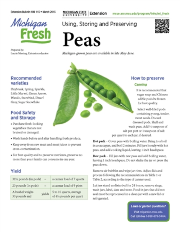 Michigan Fresh Using, Storing, and Preserving Peas (HNI115) MSU