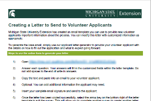 Creating a Letter to Send to Volunteer Applicants