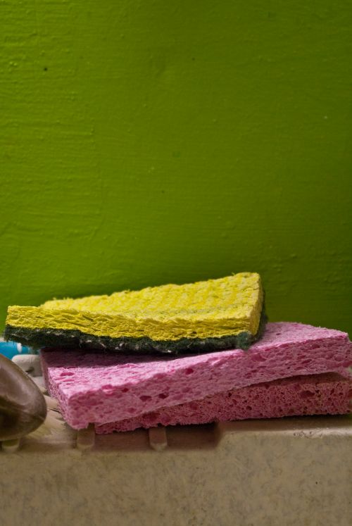 A stack of dish sponges.