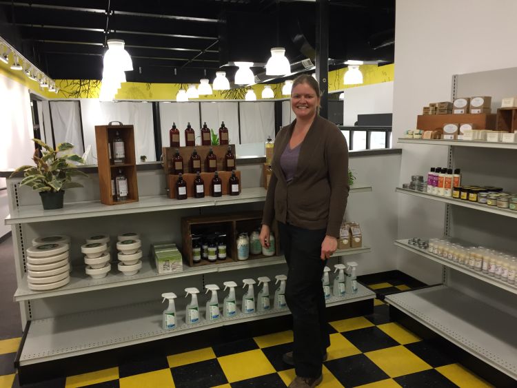 Co-owner Erin Caudell with some of Local Grocer's merchandise