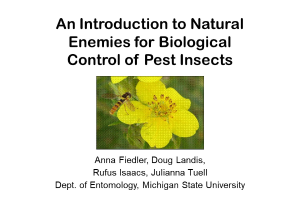 An Introduction to Natural Enemies for Biological Control of Pest Insects