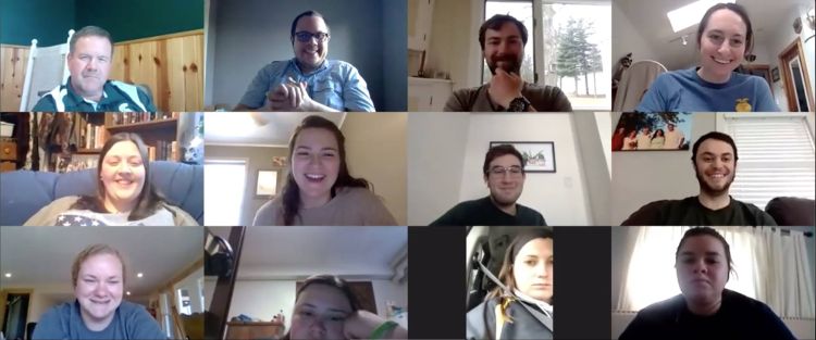 MSU assistant professor Aaron McKim (top row, second from left) and Mark Forbush (top row, farthest left) led an online forum with current and future student teachers in agriculture, food and natural resources in spring 2020.