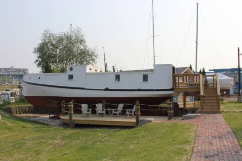 Evelyn S., above, in her new role as an educational exhibit at Michigan Maritime Museum. Below shown in 1950. Photo: Michigan Maritime Museum.