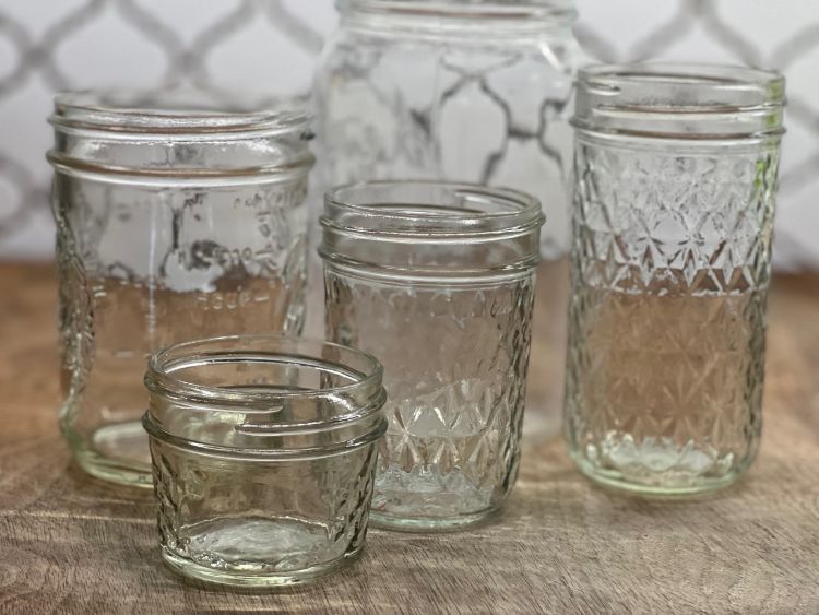 Various glass canning jars.