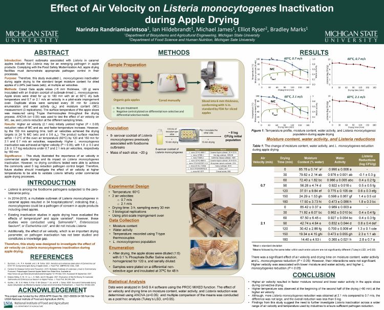 Effect of Air Velocity on Listeria monocytogenes Inactivation during Apple Drying