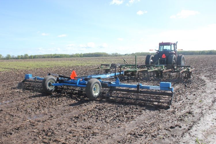 Equipment parked in a wet field