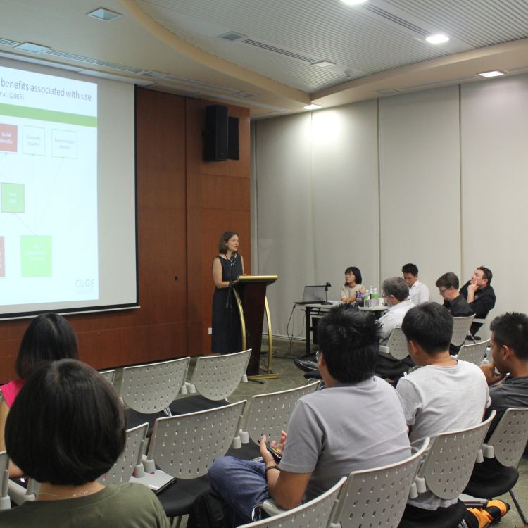 Dr. Vogt speaking at a parks seminar in Singapore