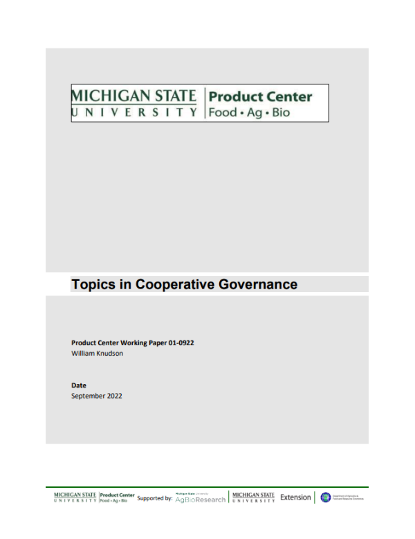 Cover page featuring a logo for the Michigan State University Product Center with the words 