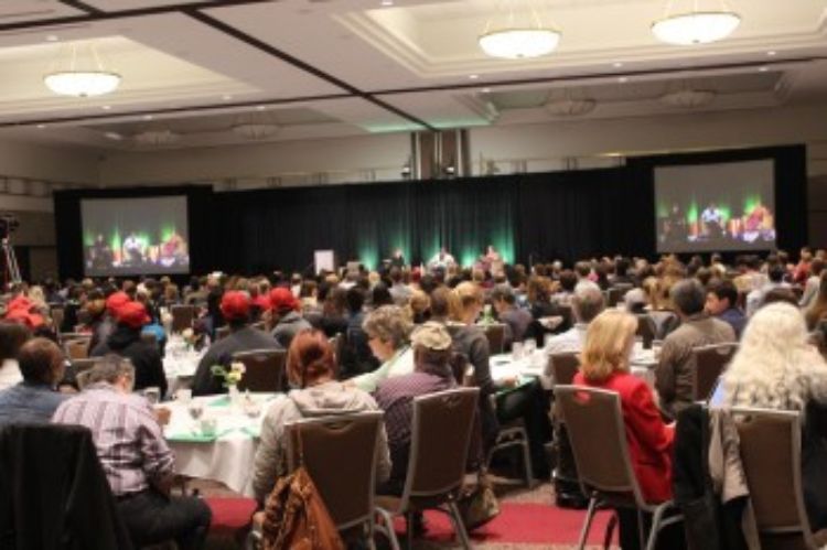 Summit attendees listening to the morning keynote featuring Betti Wiggins and Barbara Norman.