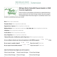 Michigan Master Naturalist Presenter Application
