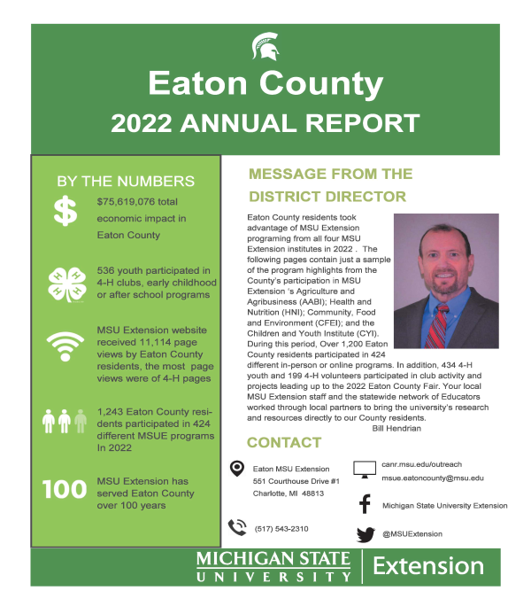First page of 2022 Eaton County MSU Extension Annual Report