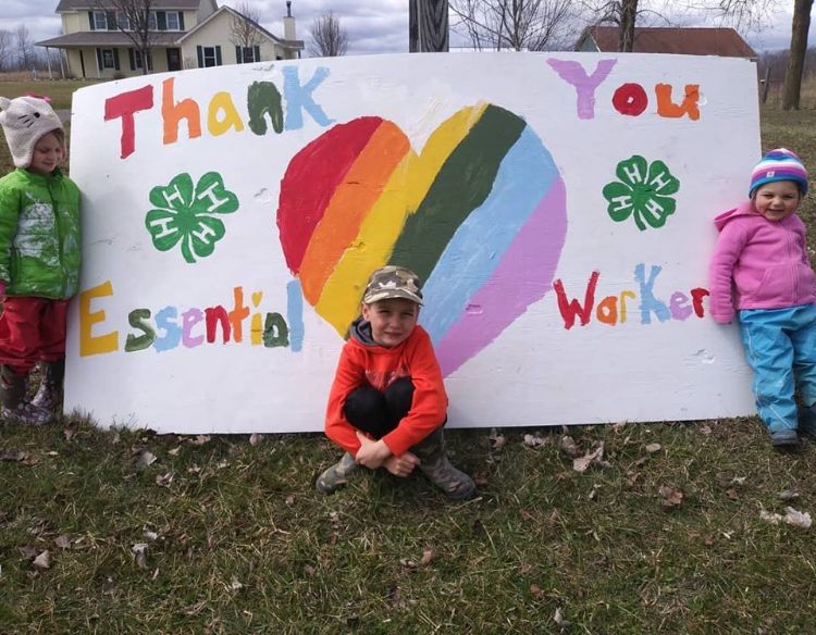 The Sebations, a 4-H family in St. Clair County, re-purposed a fair billboard thanking our essential workers. This is just one example of how Michigan 4-H’ers are lending their hands to larger service during this unprecedented time.