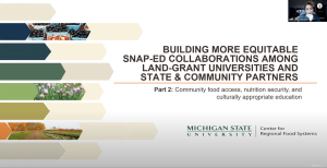Building More Equitable SNAP-Ed Collaborations Among Land-grant Universities and State & Community Partners, Part 2